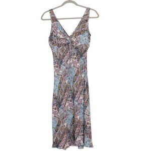 Vintage Y2K 90s Babydoll Dress Medium Multicolor Paisley Grunge Dainty Flowy